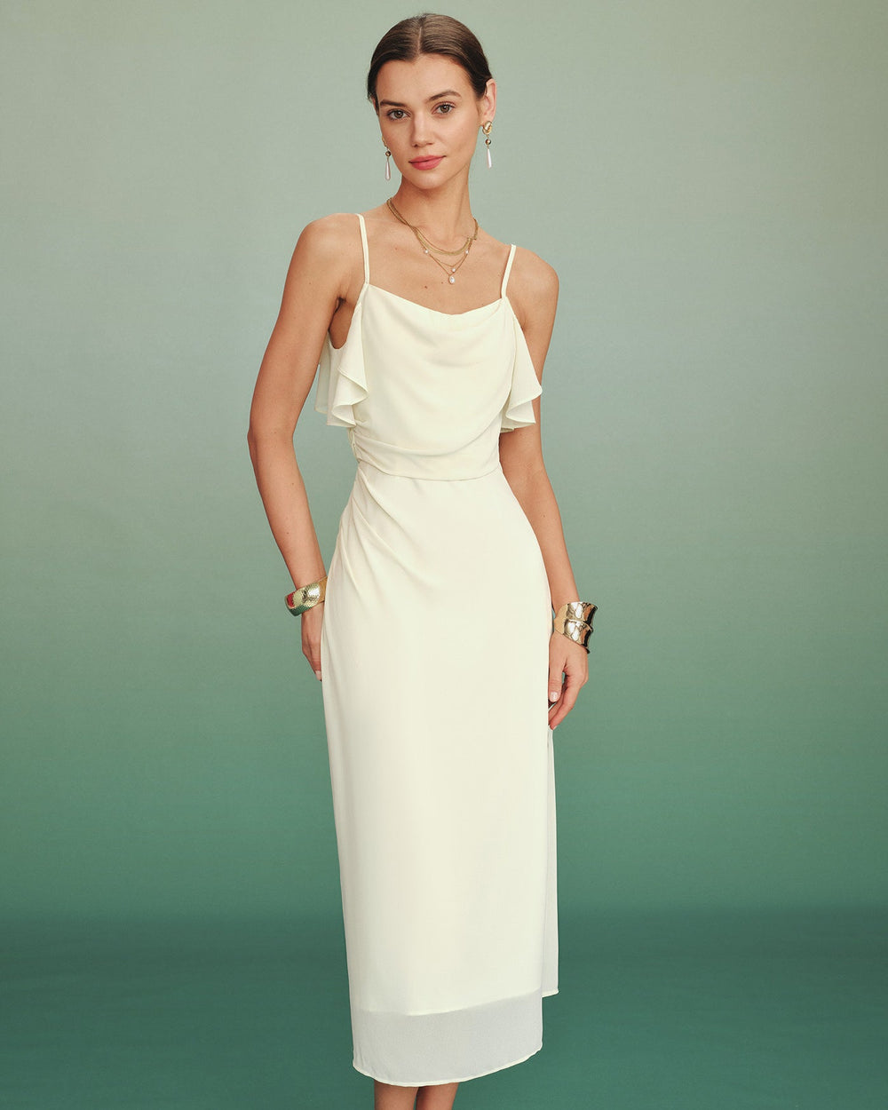 Vestido Emilia | Elegancia en Gasa Tono Durazno