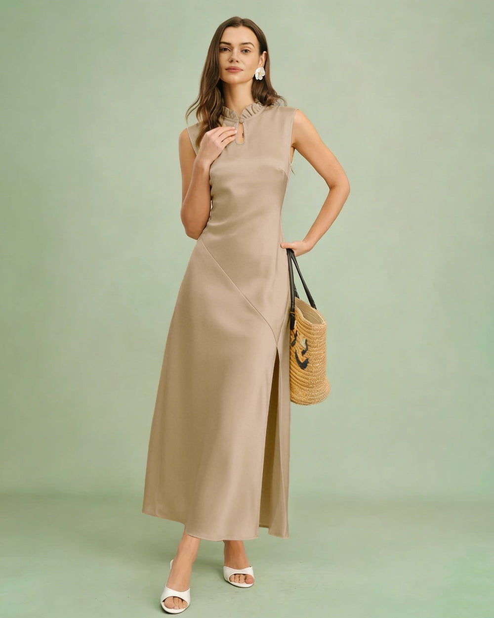 Vestido Blair | Elegancia en Satén Tono Durazno
