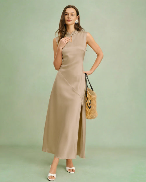 Vestido Blair | Elegancia en Satén Tono Durazno