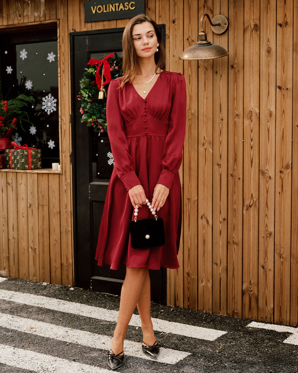 Vestido Olivia | Elegancia en Satén Tono Vino