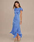 Vestido Ariadna | Elegancia en Jacquard Tono Azul
