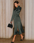 Vestido Olivia | Elegancia en Satén Tono Verde