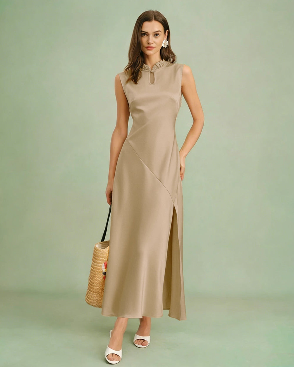 Vestido Blair | Elegancia en Satén Tono Durazno