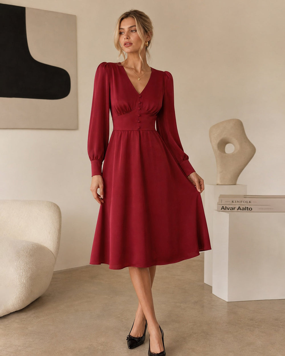 Vestido Olivia | Elegancia en Satén Tono Vino