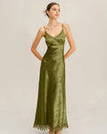 Vestido Miranda | Elegancia en Jacquard Tono Verde