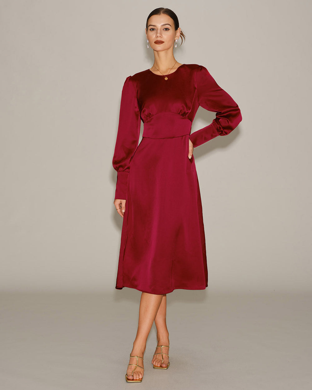 Vestido Ariadna | Elegancia en Satén Tono Vino