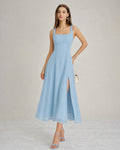 Vestido Emilia | Elegancia en Gasa Tono Azul