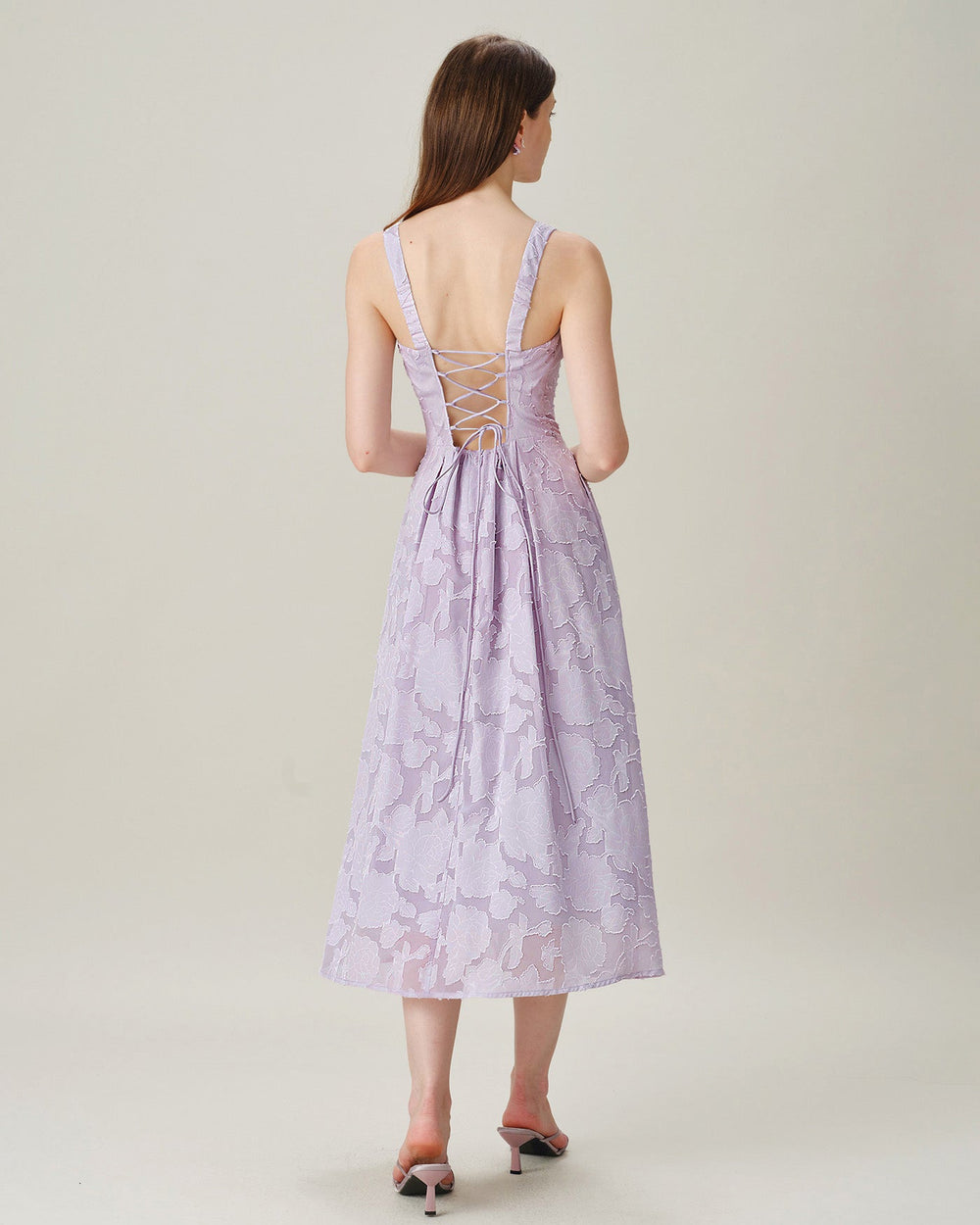 Vestido Ginevra | Elegancia en Jacquard Tono Morado