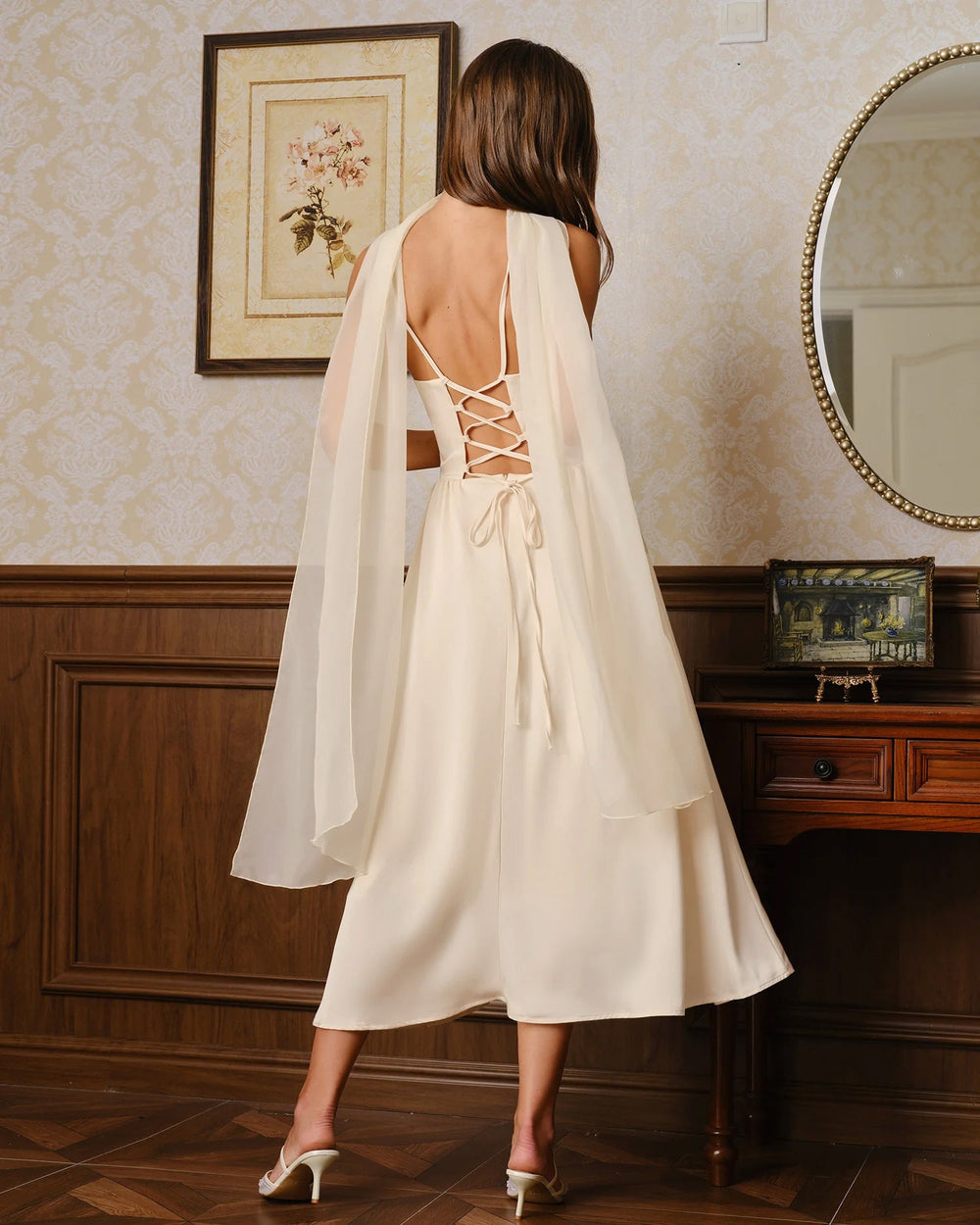 Vestido Antonella | Elegancia en Gasa Tono Durazno