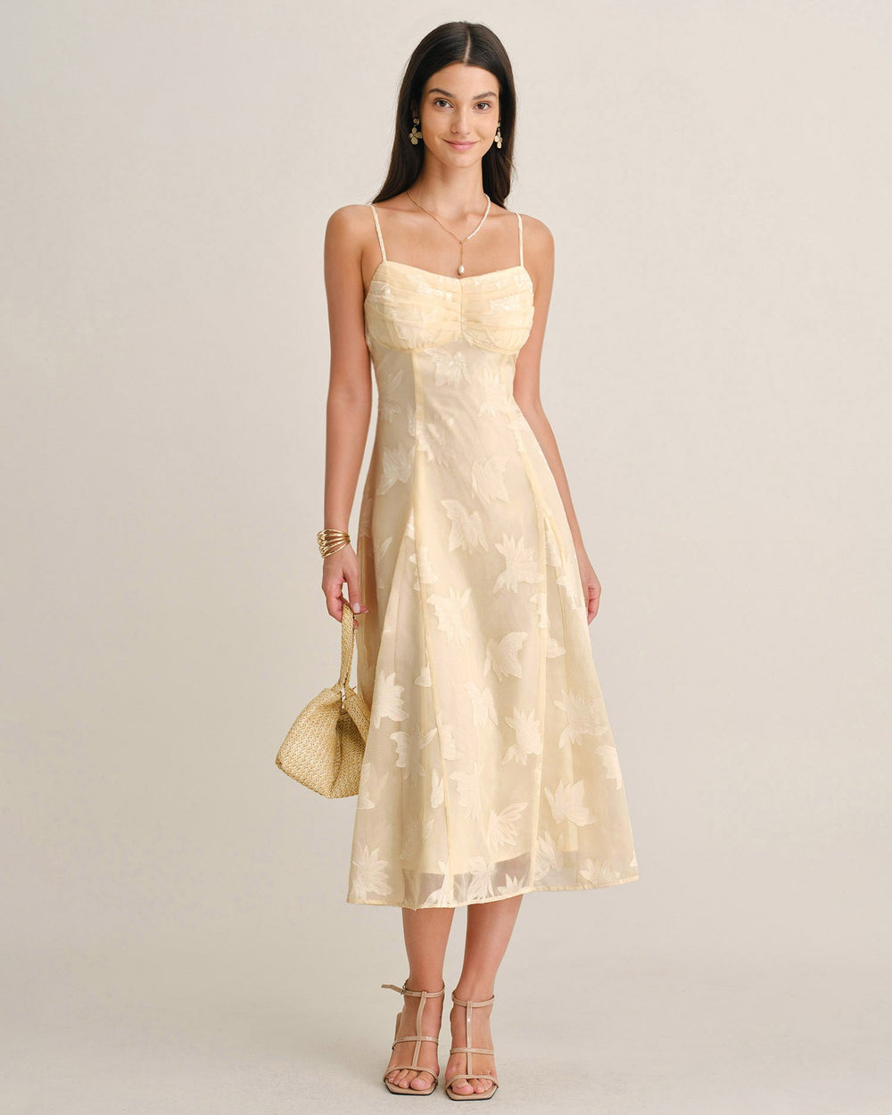 Vestido Camila | Elegancia en Jacquard Tono Durazno