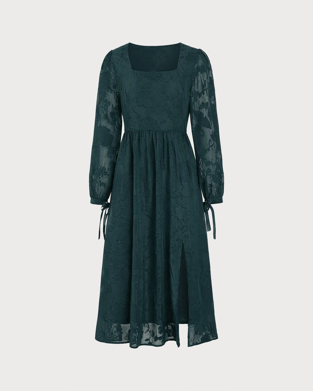 Vestido Renata | Elegancia en Jacquard Tono Verde
