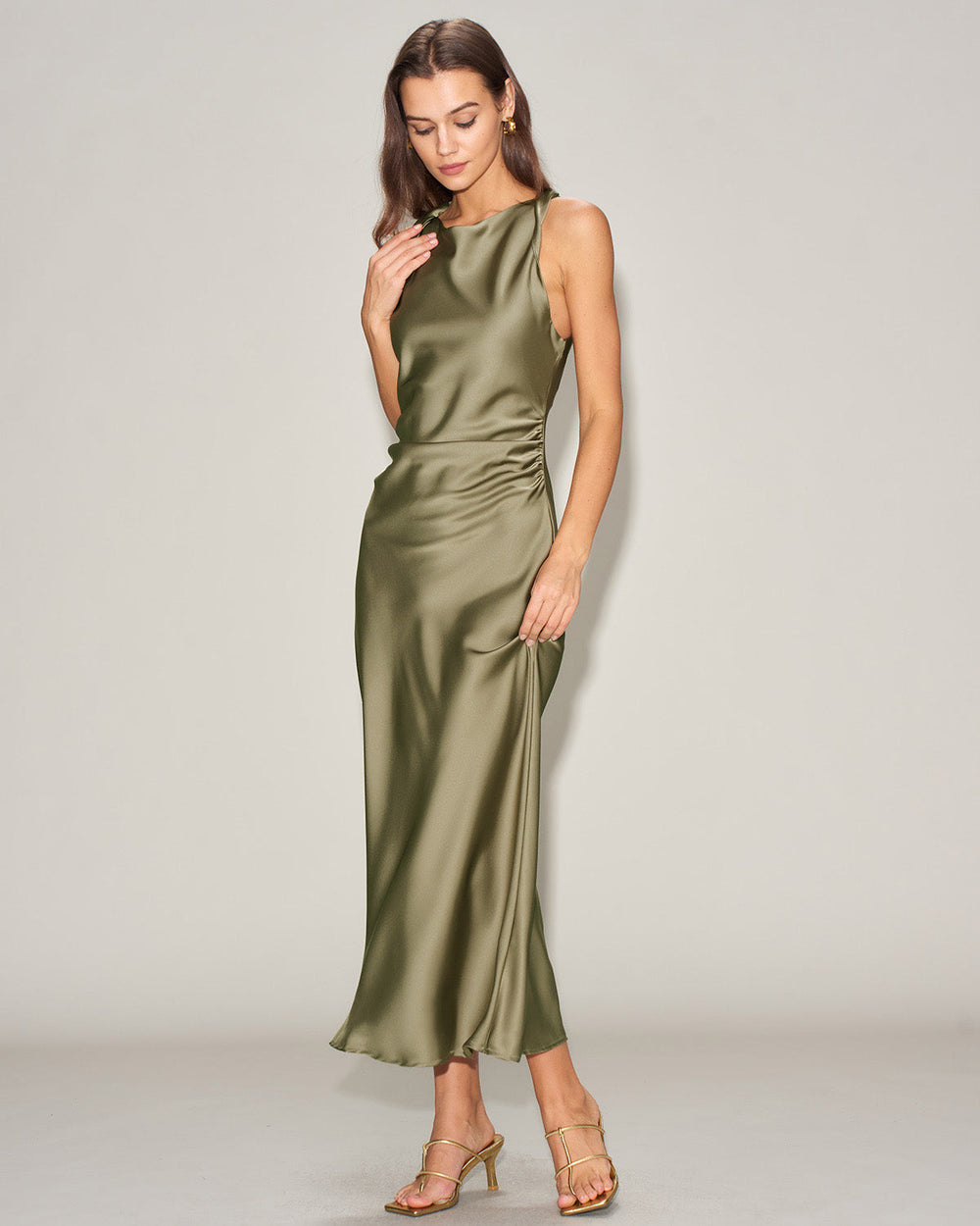 Vestido Genevieve | Elegancia en Satén Tono Verde
