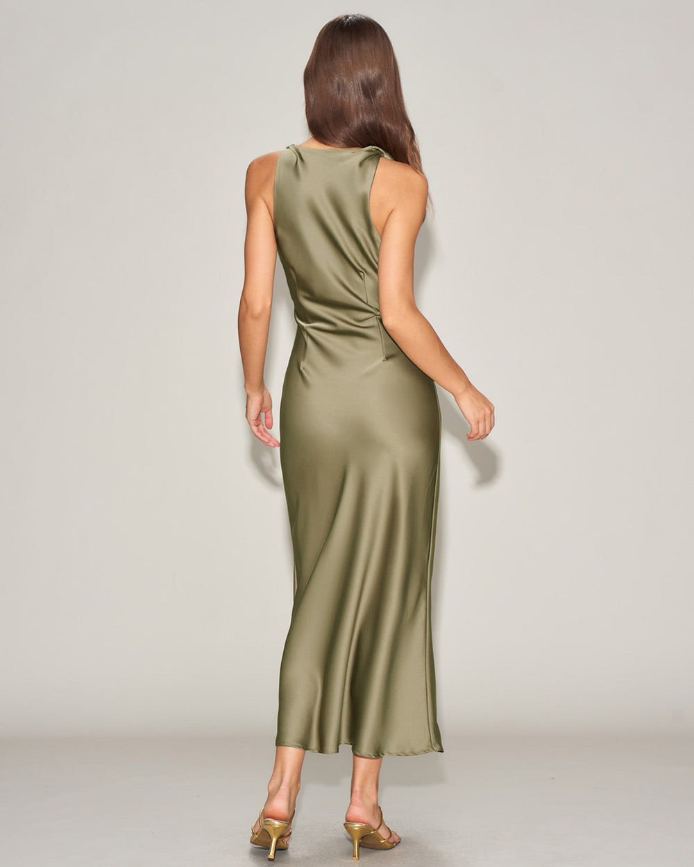 Vestido Genevieve | Elegancia en Satén Tono Verde