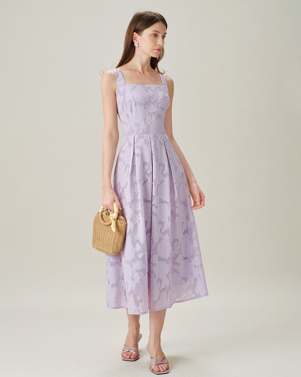 Vestido Ginevra | Elegancia en Jacquard Tono Morado