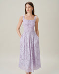 Vestido Ginevra | Elegancia en Jacquard Tono Morado