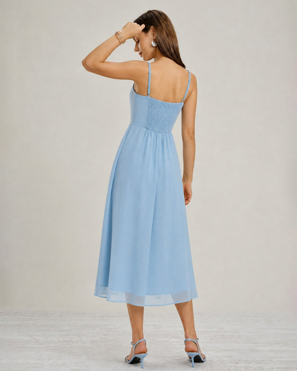 Vestido Emilia | Elegancia en Gasa Tono Azul