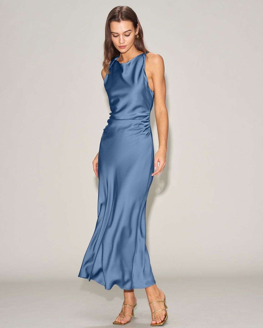 Vestido Ginevra | Elegancia en Satén Tono Azul