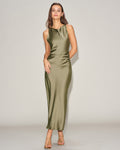 Vestido Genevieve | Elegancia en Satén Tono Verde