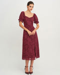 Vestido Martina | Elegancia en Jacquard Tono Vino