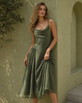 Vestido Verónica | Cuello Cowl en Chiffon Verde
