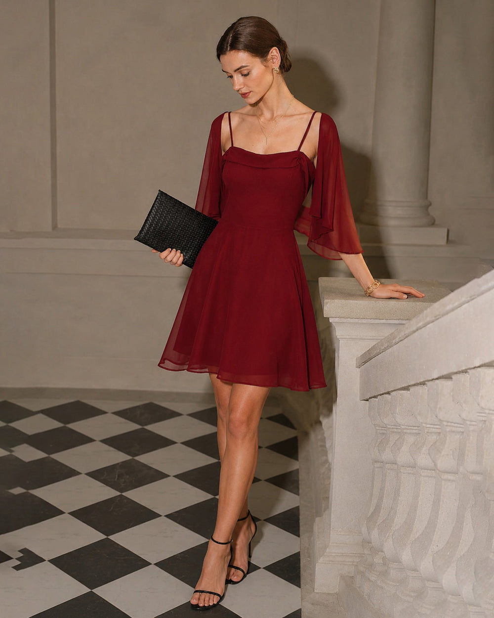 Vestido Isabella | Elegancia en Gasa Tono Rojo