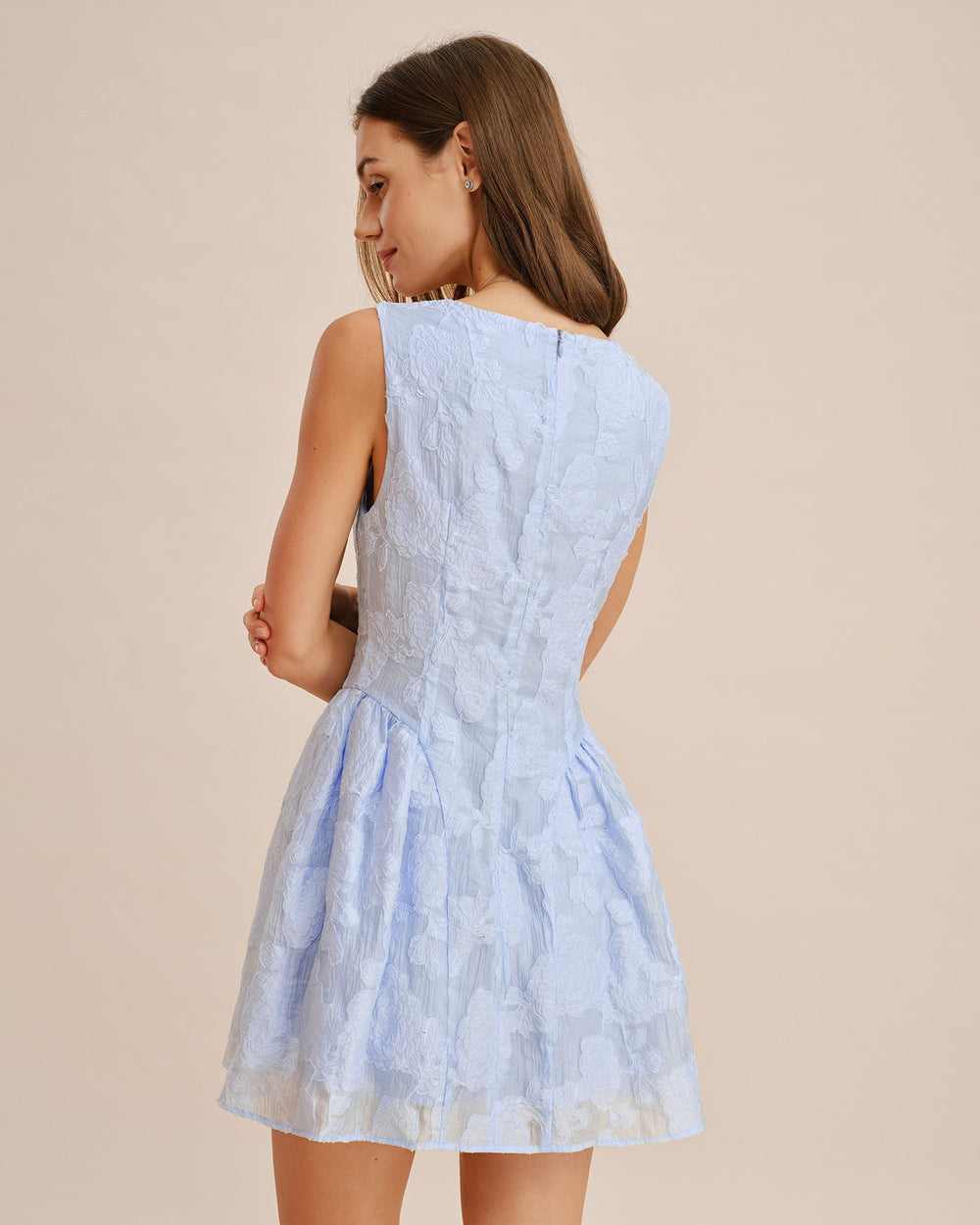 Vestido Olivia | Elegancia en Jacquard Tono Azul