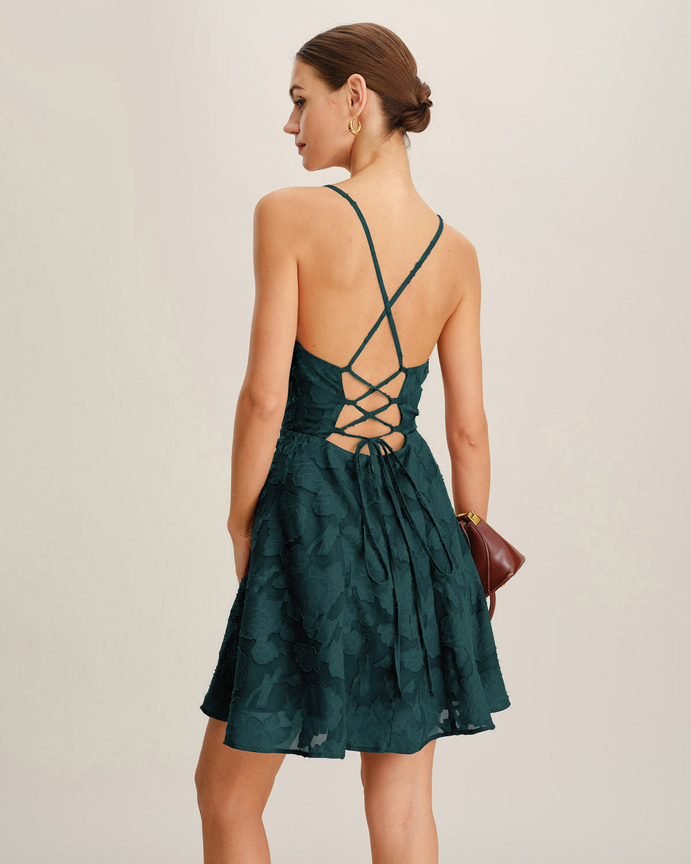 Vestido Serena | Elegancia en Jacquard Tono Verde