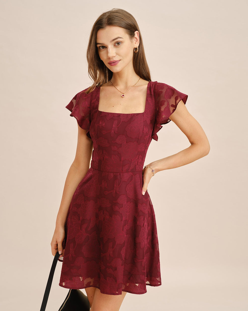 Vestido Serena | Elegancia en Jacquard Tono Vino