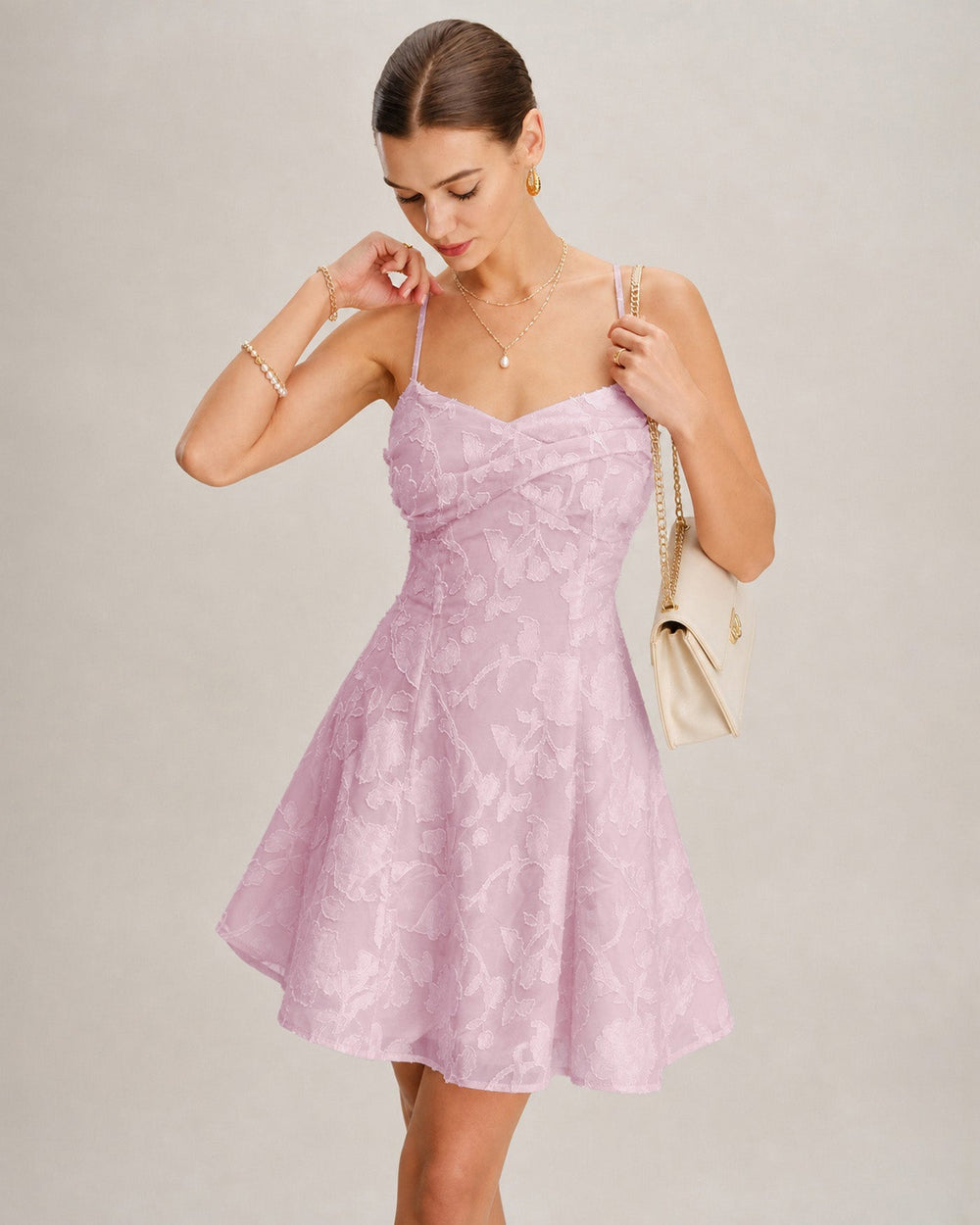 Vestido Valeria | Elegancia en Jacquard Tono Rosa