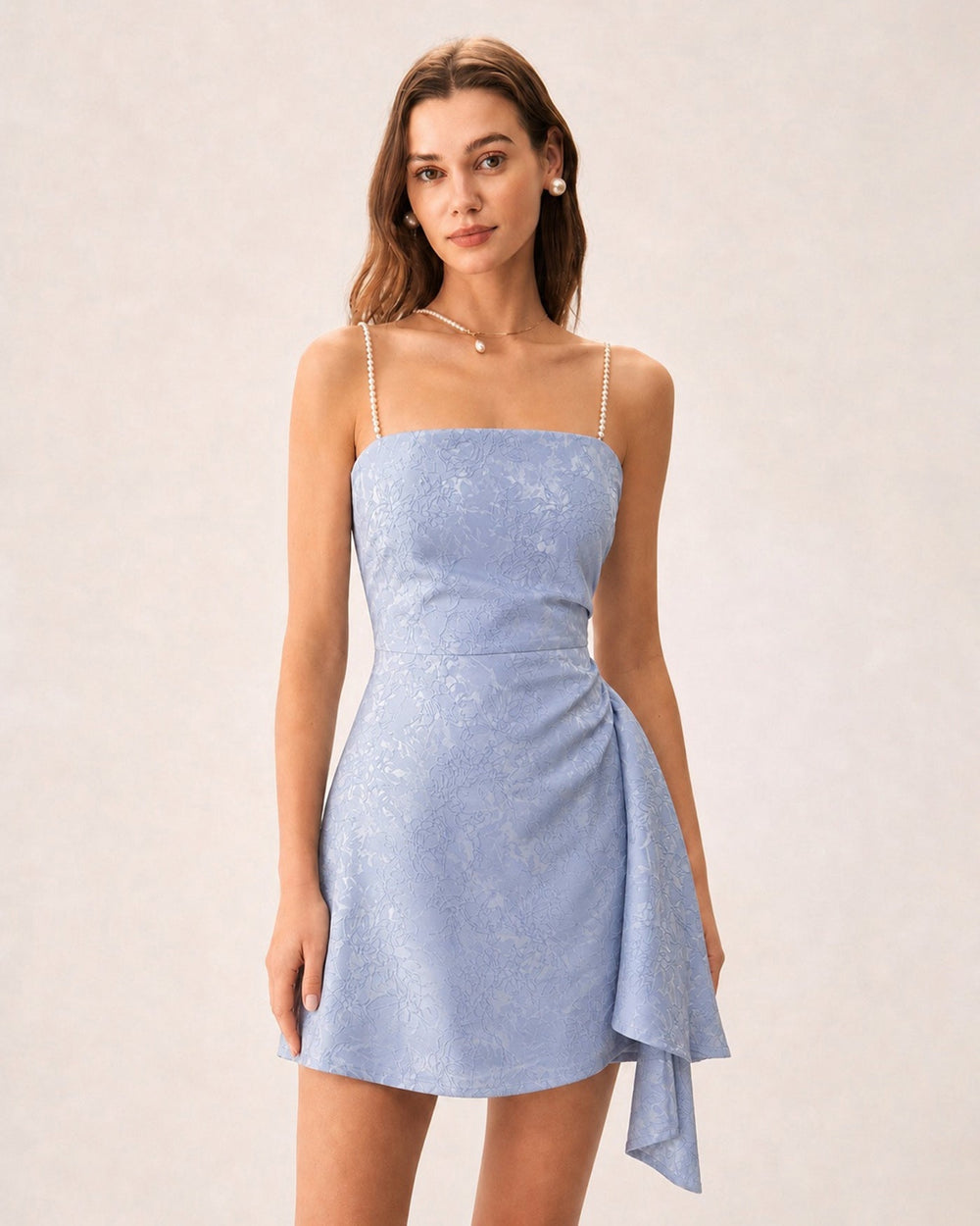 Vestido Victoria | Silueta Línea A con Perlas en Tono Azul