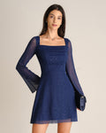 Vestido Valentina | Elegancia en Malla Tono Azul marino